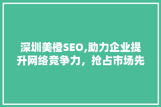 深圳美橙SEO,助力企业提升网络竞争力，抢占市场先机 搜狗SEO