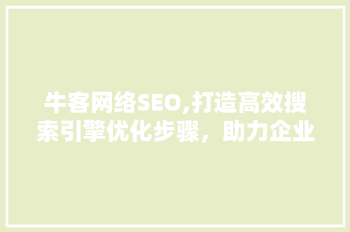 牛客网络SEO,打造高效搜索引擎优化步骤，助力企业品牌腾飞 SEO关键词