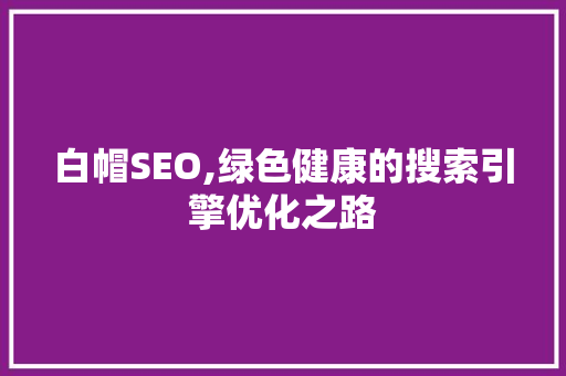 白帽SEO,绿色健康的搜索引擎优化之路 网站建设公司