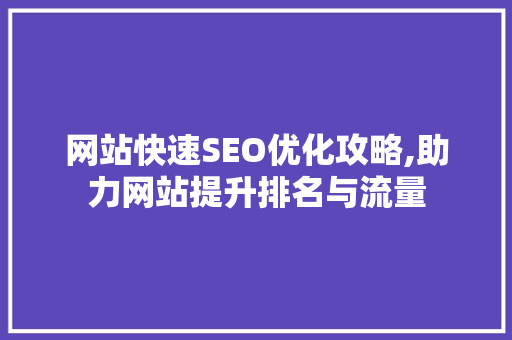 网站快速SEO优化攻略,助力网站提升排名与流量 搜狗SEO