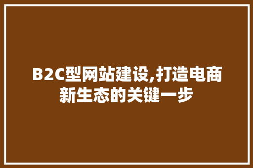 B2C型网站建设,打造电商新生态的关键一步 必应SEO