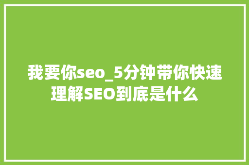 我要你seo_5分钟带你快速理解SEO到底是什么 我要你seo_5分钟带你快速理解SEO到底是什么 必应SEO