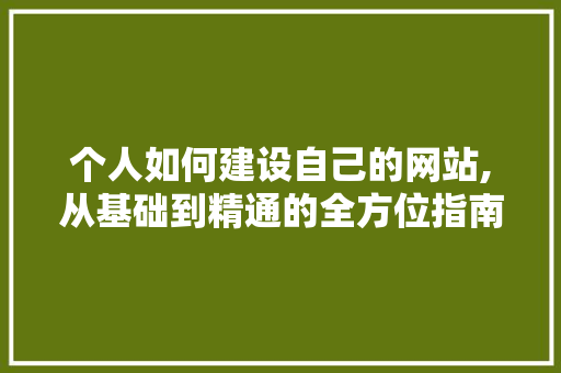个人如何建设自己的网站,从基础到精通的全方位指南 百度SEO