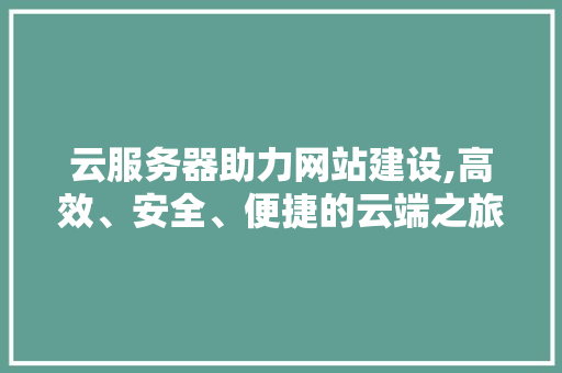 云服务器助力网站建设,高效、安全、便捷的云端之旅 必应SEO