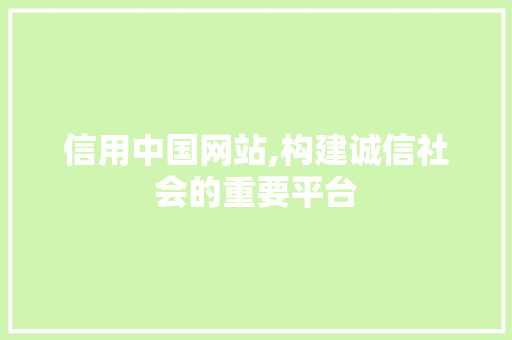 信用中国网站,构建诚信社会的重要平台 必应SEO