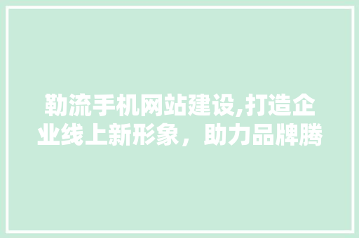 勒流手机网站建设,打造企业线上新形象，助力品牌腾飞 网站建设公司