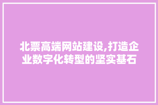 北票高端网站建设,打造企业数字化转型的坚实基石