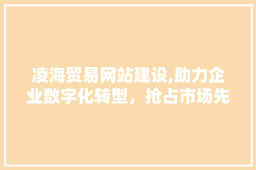 凌海贸易网站建设,助力企业数字化转型，抢占市场先机