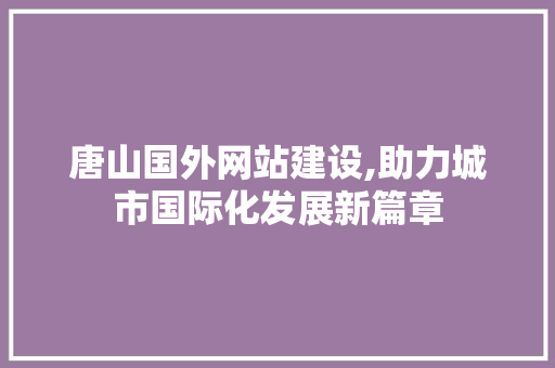 唐山国外网站建设,助力城市国际化发展新篇章 神马SEO