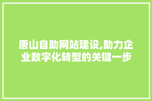 唐山自助网站建设,助力企业数字化转型的关键一步 网站建设公司