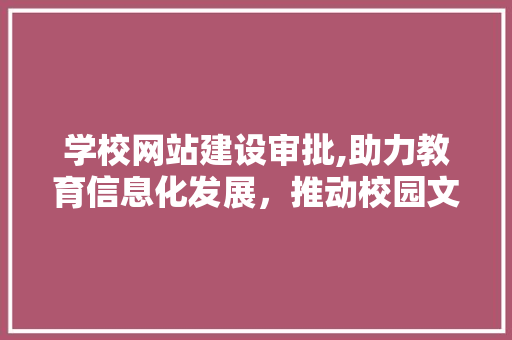学校网站建设审批,助力教育信息化发展，推动校园文化建设 神马SEO