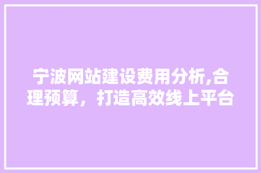 宁波网站建设费用分析,合理预算，打造高效线上平台 网站建设公司