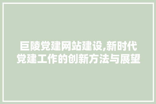 巨陵党建网站建设,新时代党建工作的创新方法与展望 搜狗SEO