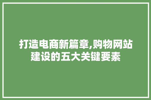 打造电商新篇章,购物网站建设的五大关键要素 神马SEO