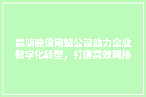 昆明建设网站公司助力企业数字化转型，打造高效网络营销新格局 必应SEO