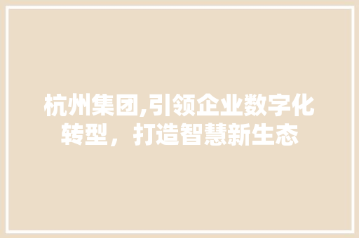 杭州集团,引领企业数字化转型，打造智慧新生态
