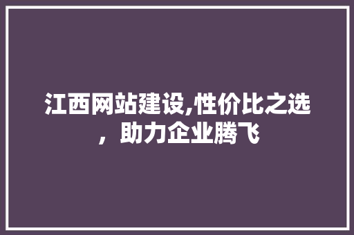 江西网站建设,性价比之选，助力企业腾飞 神马SEO