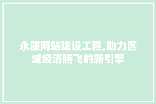 永康网站建设工程,助力区域经济腾飞的新引擎 网站建设公司