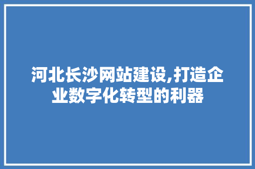 河北长沙网站建设,打造企业数字化转型的利器 SEO关键词