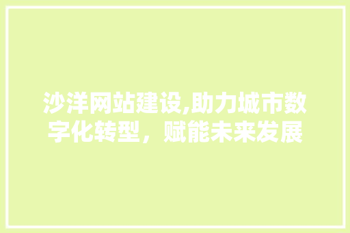 沙洋网站建设,助力城市数字化转型，赋能未来发展 搜狗SEO
