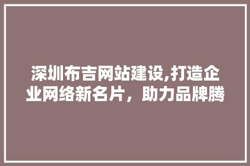 深圳布吉网站建设,打造企业网络新名片，助力品牌腾飞 神马SEO
