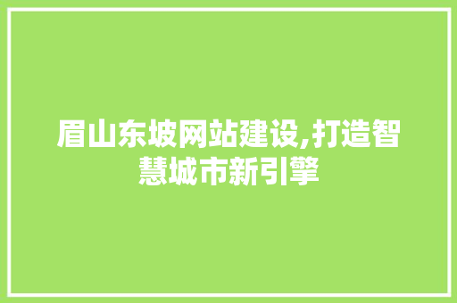 眉山东坡网站建设,打造智慧城市新引擎 神马SEO
