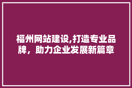 福州网站建设,打造专业品牌，助力企业发展新篇章 百度SEO