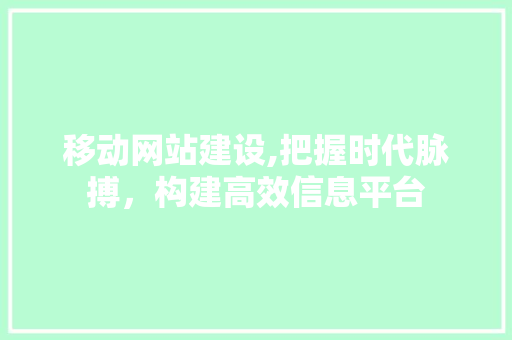 移动网站建设,把握时代脉搏，构建高效信息平台 网站建设公司