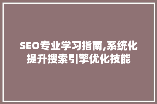 SEO专业学习指南,系统化提升搜索引擎优化技能 神马SEO