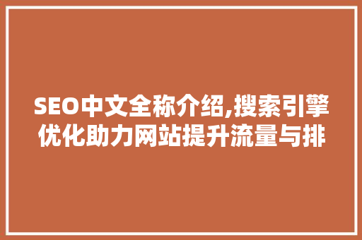SEO中文全称介绍,搜索引擎优化助力网站提升流量与排名 神马SEO
