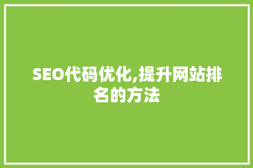 SEO代码优化,提升网站排名的方法