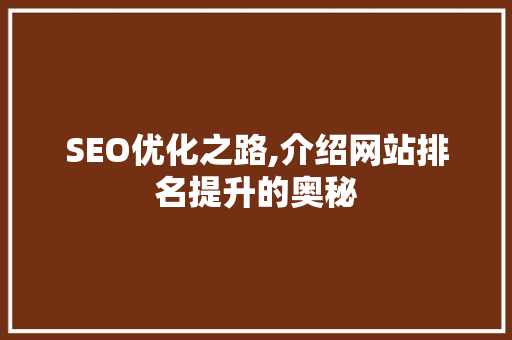 SEO优化之路,介绍网站排名提升的奥秘 必应SEO