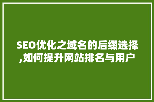 SEO优化之域名的后缀选择,如何提升网站排名与用户体验