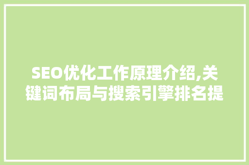 SEO优化工作原理介绍,关键词布局与搜索引擎排名提升之路 SEO关键词
