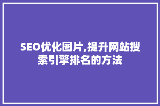 SEO优化图片,提升网站搜索引擎排名的方法 网站建设公司