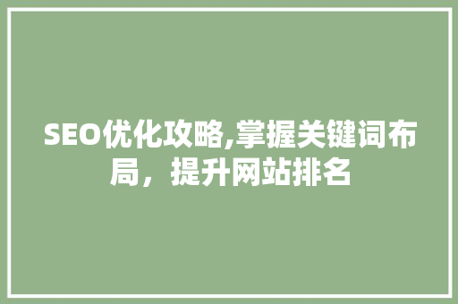 SEO优化攻略,掌握关键词布局，提升网站排名 百度SEO