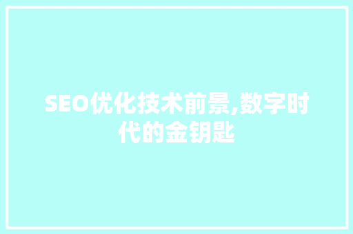 SEO优化技术前景,数字时代的金钥匙 神马SEO