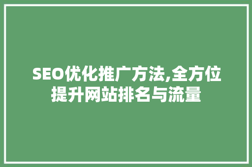 SEO优化推广方法,全方位提升网站排名与流量 SEO关键词