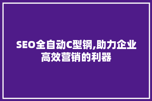 SEO全自动C型钢,助力企业高效营销的利器