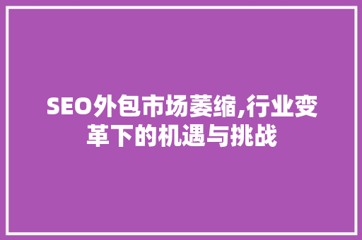 SEO外包市场萎缩,行业变革下的机遇与挑战 必应SEO