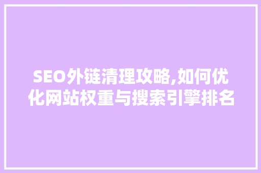 SEO外链清理攻略,如何优化网站权重与搜索引擎排名 SEO关键词
