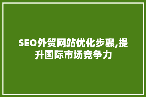 SEO外贸网站优化步骤,提升国际市场竞争力 百度SEO