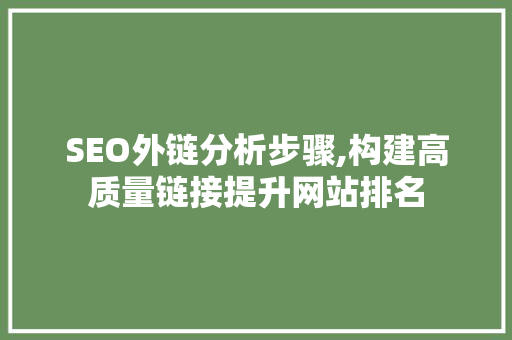 SEO外链分析步骤,构建高质量链接提升网站排名 SEO关键词