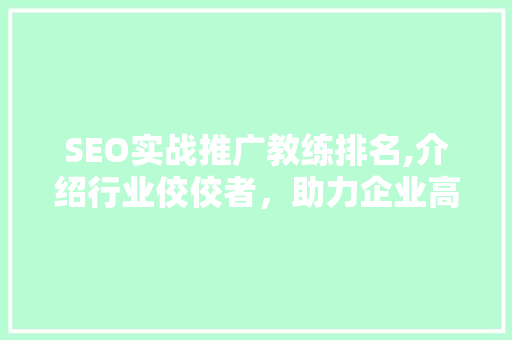 SEO实战推广教练排名,介绍行业佼佼者，助力企业高效营销 必应SEO