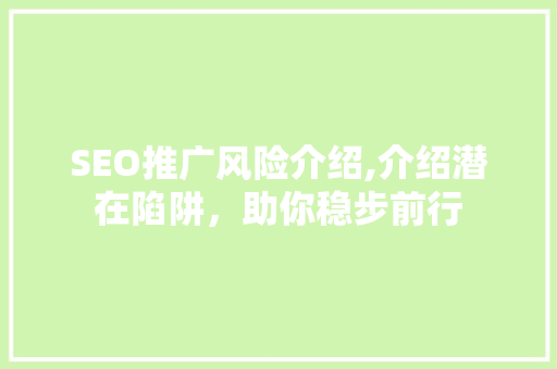 SEO推广风险介绍,介绍潜在陷阱，助你稳步前行