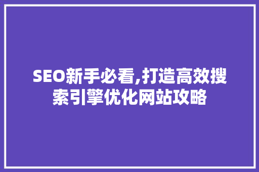 SEO新手必看,打造高效搜索引擎优化网站攻略 网站建设公司