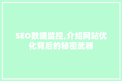 SEO数据监控,介绍网站优化背后的秘密武器 百度SEO