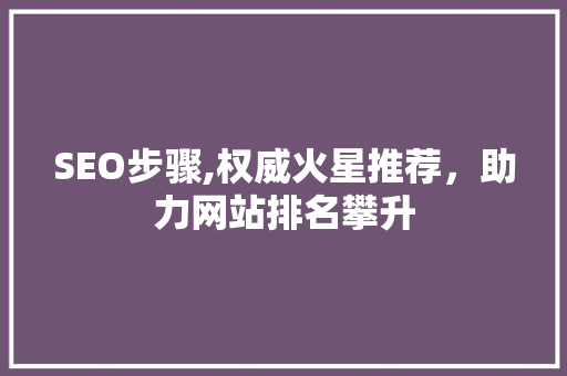 SEO步骤,权威火星推荐，助力网站排名攀升