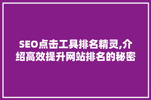 SEO点击工具排名精灵,介绍高效提升网站排名的秘密武器 网站建设公司
