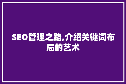 SEO管理之路,介绍关键词布局的艺术 百度SEO